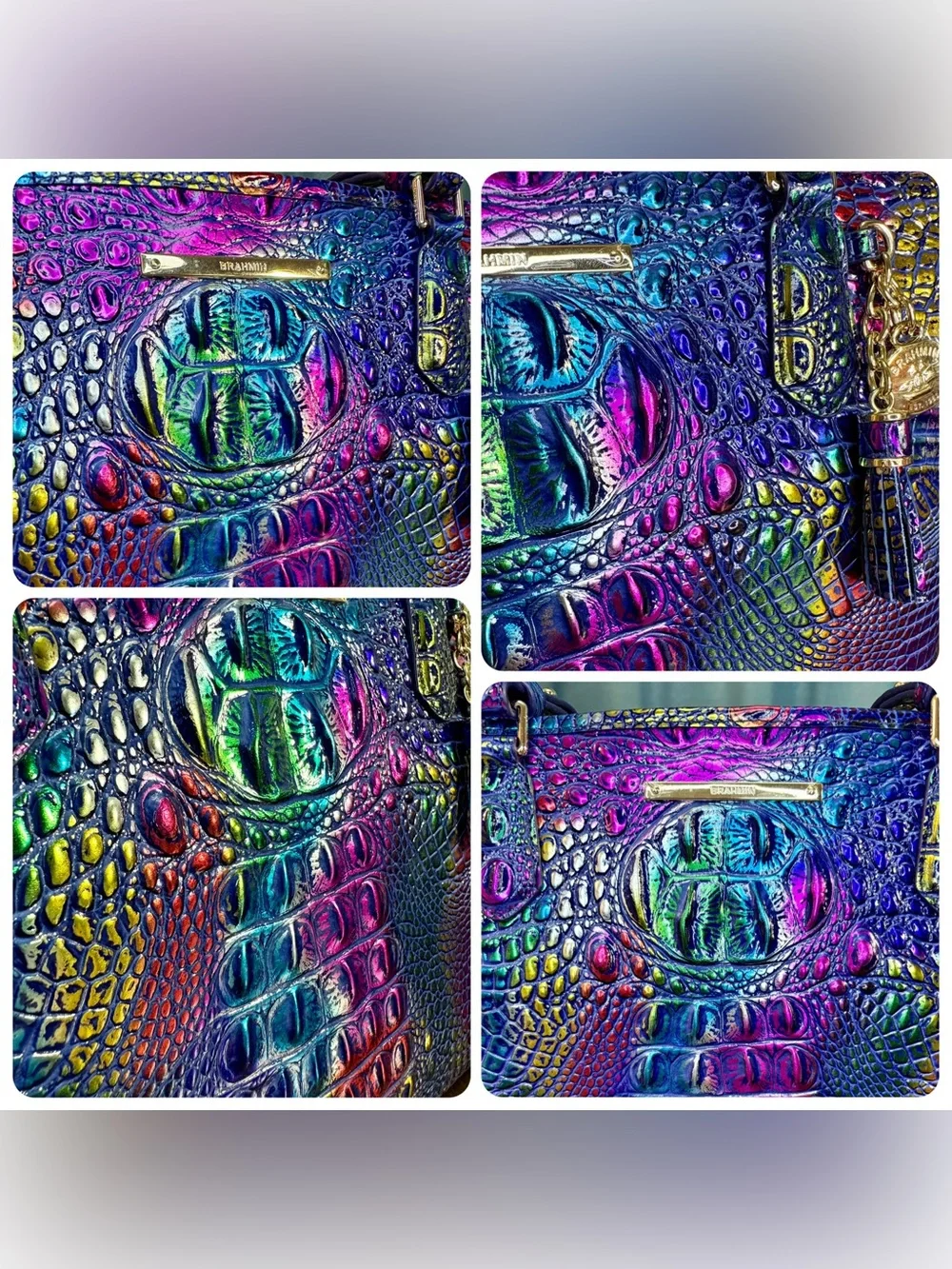 Brahmin NWT Md Asher - Spotlight - Metallic Rainbow - Front EYE - Rare, HTF